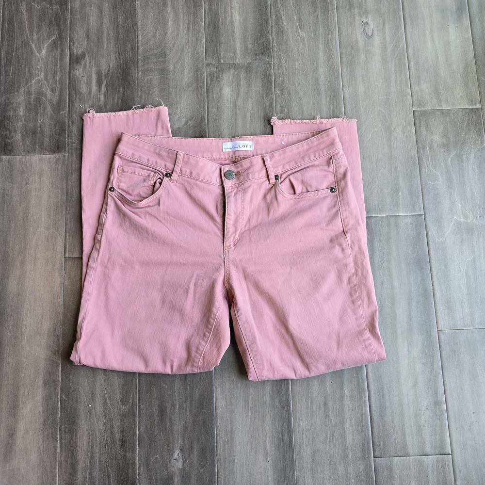 LOFT HIGH RISE THE SKINNY CURVY FIT ANKLE JEANS PINK Size 28/6
